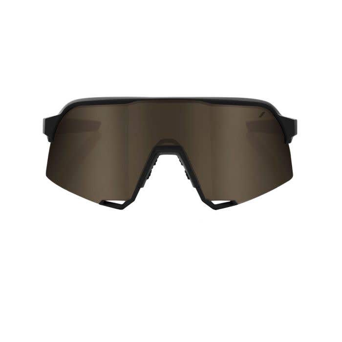 100% S3 Soft Tact Black Adult Sunglasses w/ Soft Gold Mirror Lens