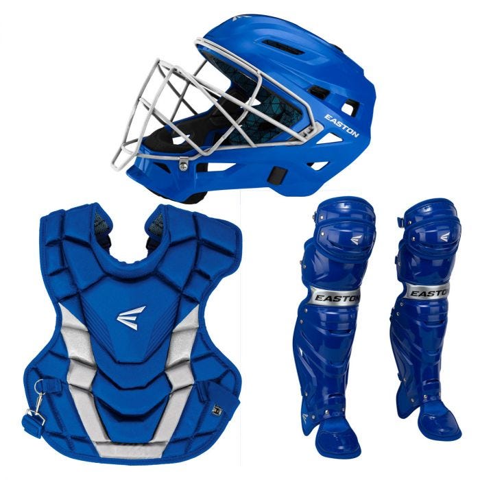 Easton Gametime Adult Catcher's Set, Royal/Silver