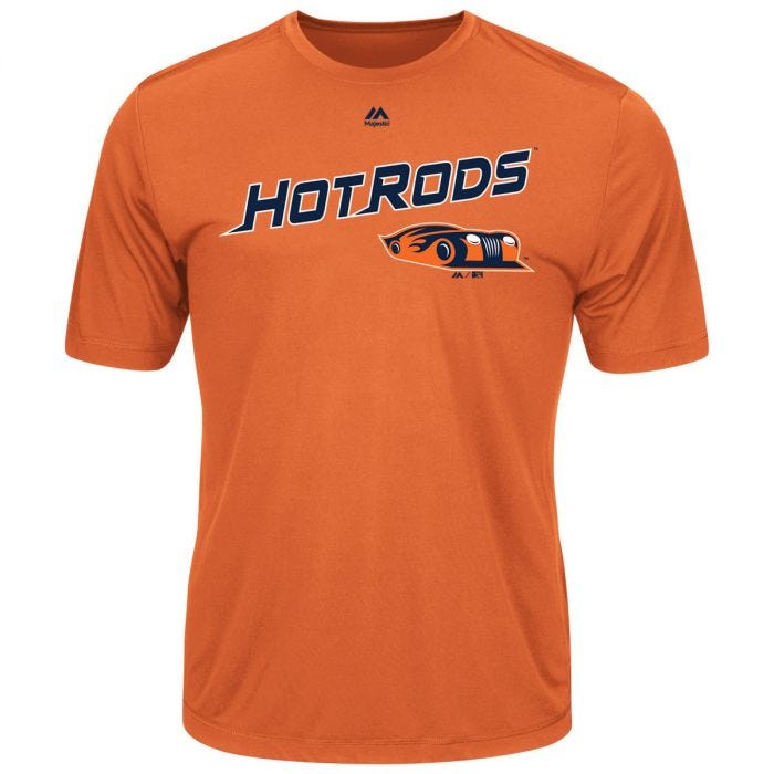 Majestic Bowling Green Hot Rods Youth Orange Cool Base Evolution T-Shirt Size: Small
