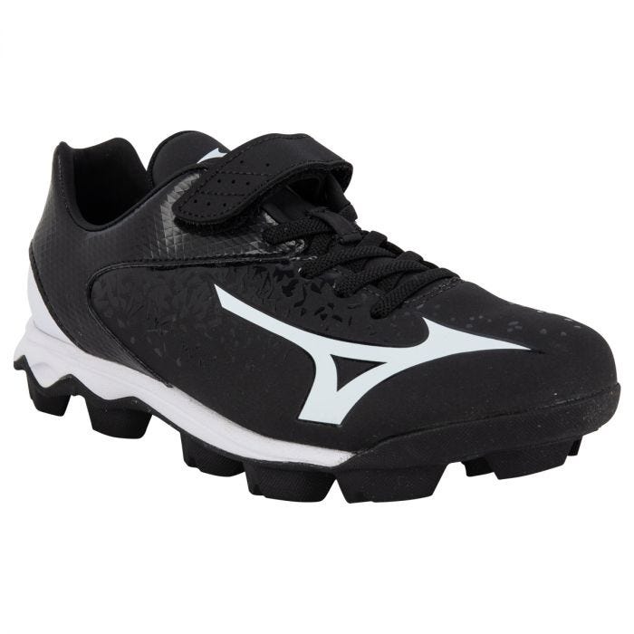 Mizuno - Youth Girl's Finch Select Nine Molded Softball Cleat, black-white, Size 4
