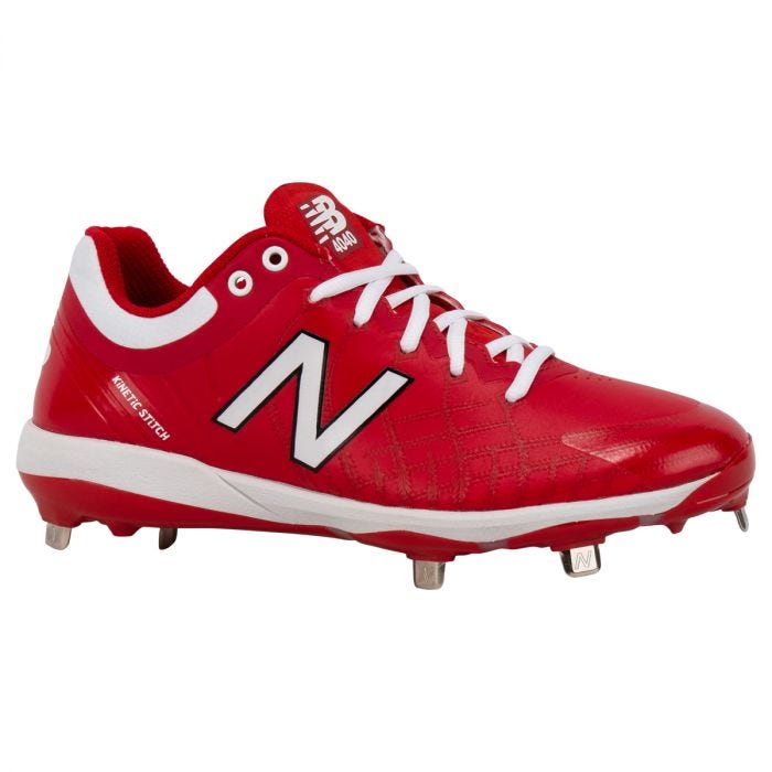 New Balance Men's 4040v5 Metal Baseball Shoes - Red/White (Size 8)