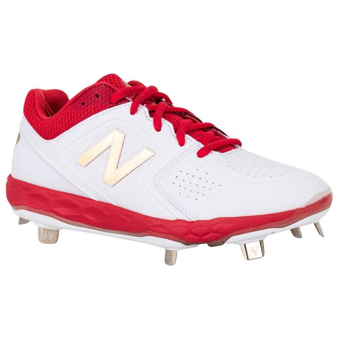 new balance red metal cleats