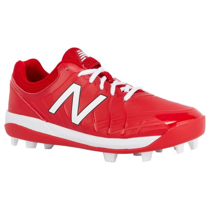 Low Molded Rubber Baseball Cleats - Red