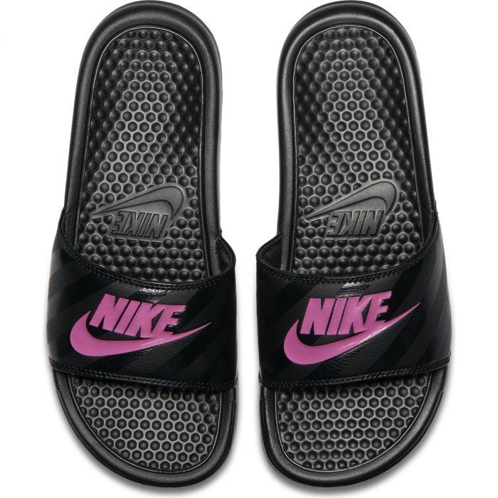 black and pink nike sandals