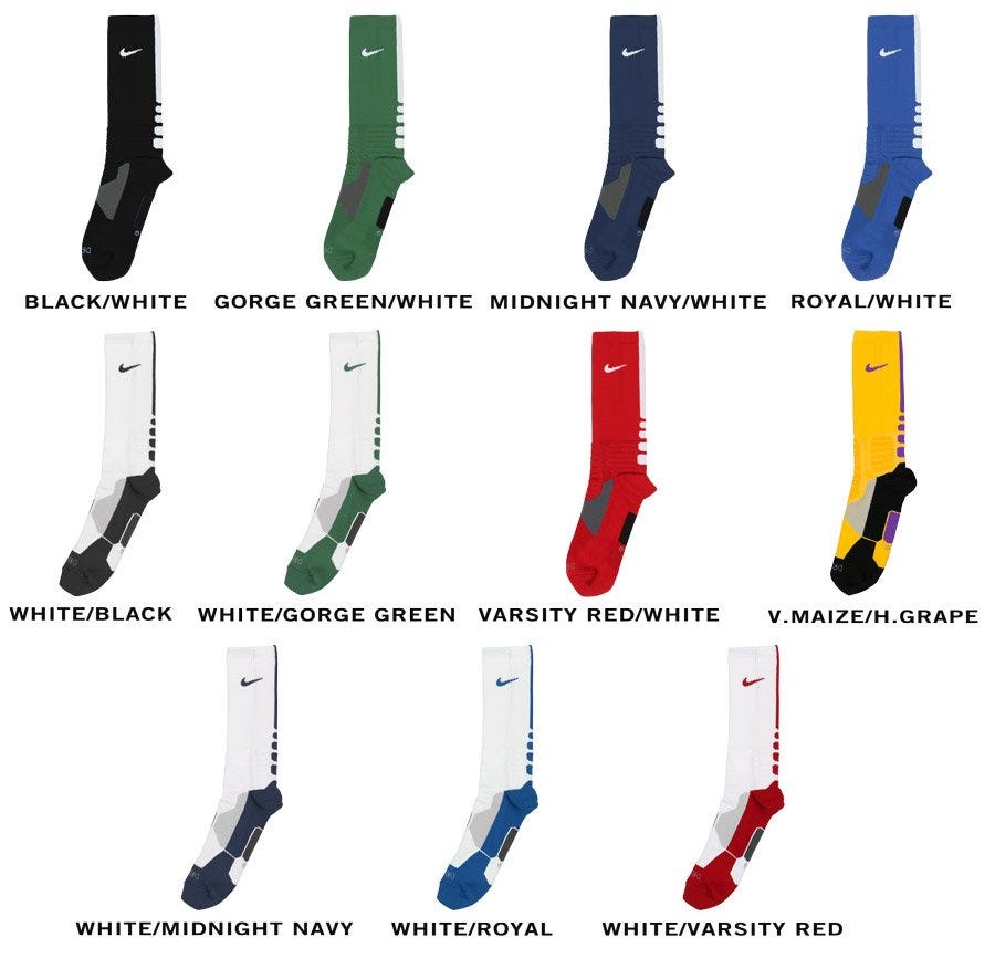 nike sock size chart