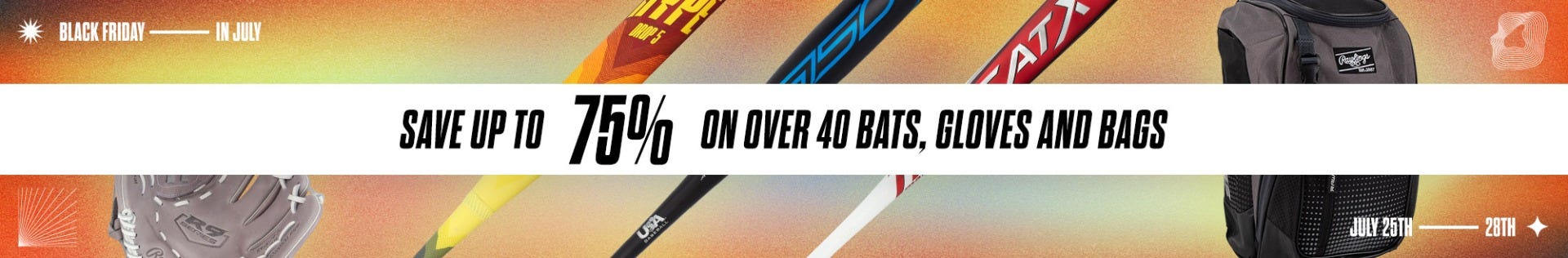 Black Friday in July: Save up to 75% on over 40 bats, gloves, and bags