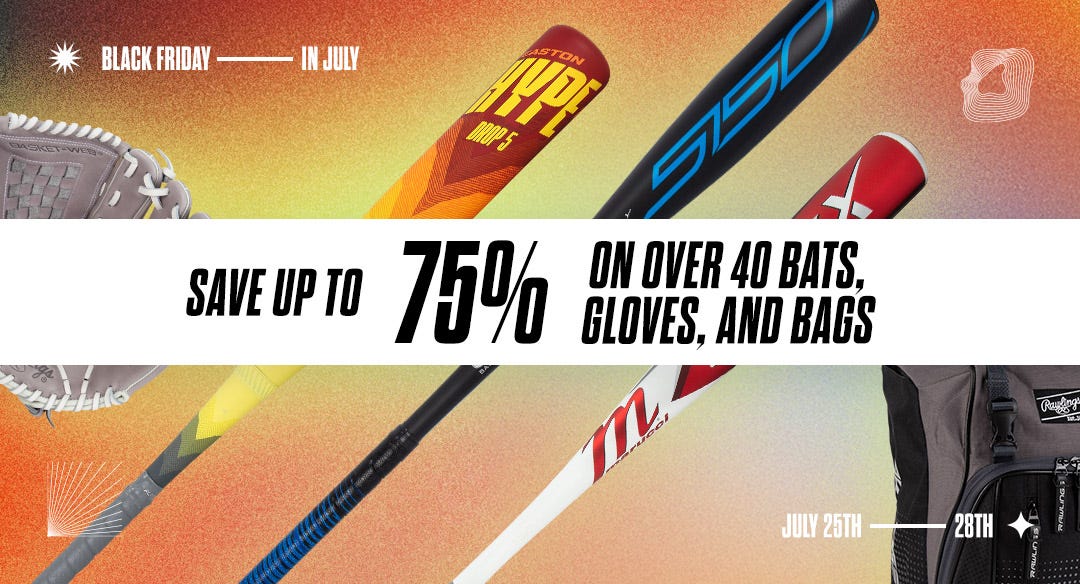 Black Friday in July: Save up to 75% on over 40 bats, gloves, and bags