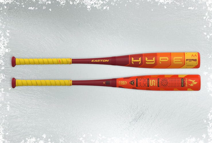 2025 Easton Hype Fire baseball bat on an icy background