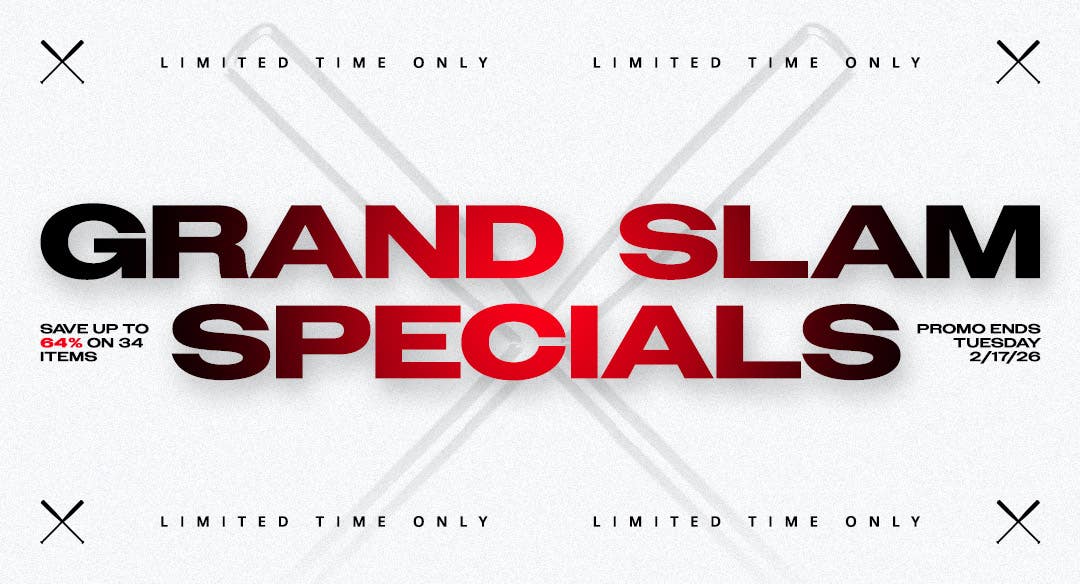 Limited time only. Grand Slam Specials. Save up to 64% on 34 items. Promo ends 2/17/26.