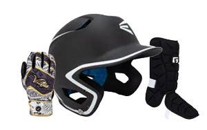 Batting equipment: batting helmets, batting gloves, batting protective