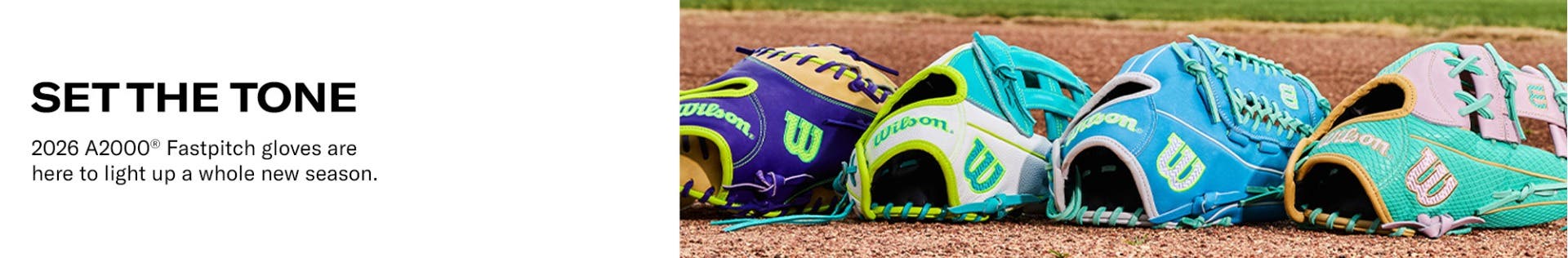 Set the tone. 2026 A2000 Fastpitch gloves are here to light up a whole new season.